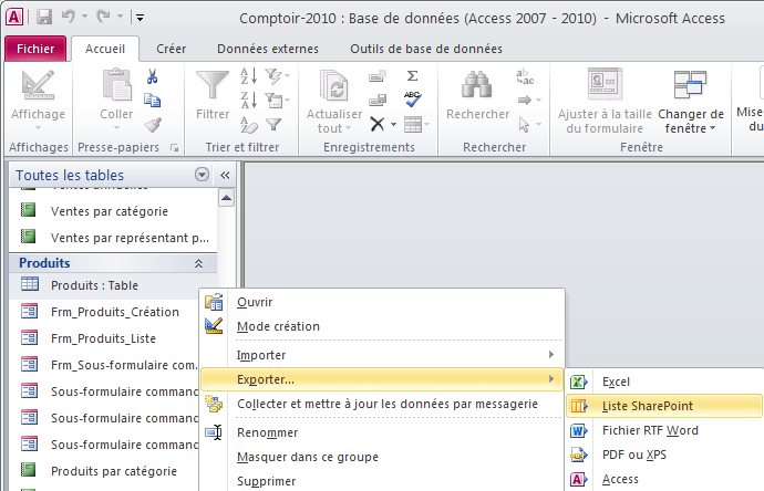 Convertir Formulaire Access En Page Web Comment exporter une table Access 2010 vers SharePoint 2010 ? | OpenHost
