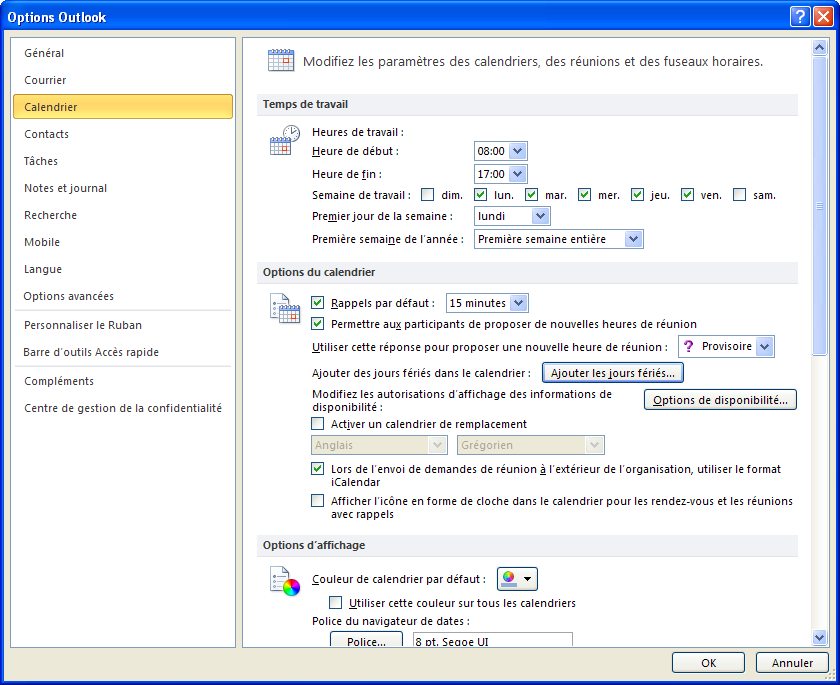 Comment afficher les jours fériés dans Outlook 2010 ? | OpenHost Comment afficher les jours fériés dans Outlook 2010 ? | OpenHost