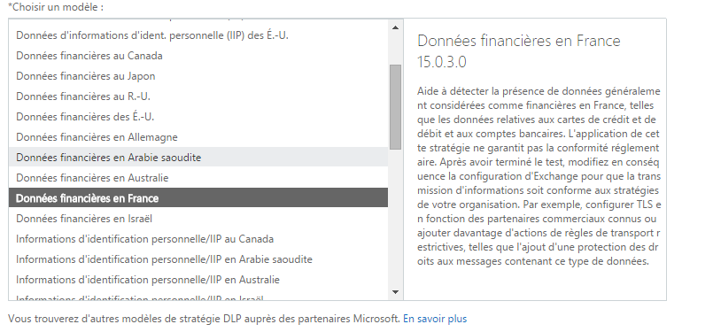 Data Loss Prevention DLP perte de données amélioré sur Exchange 2016