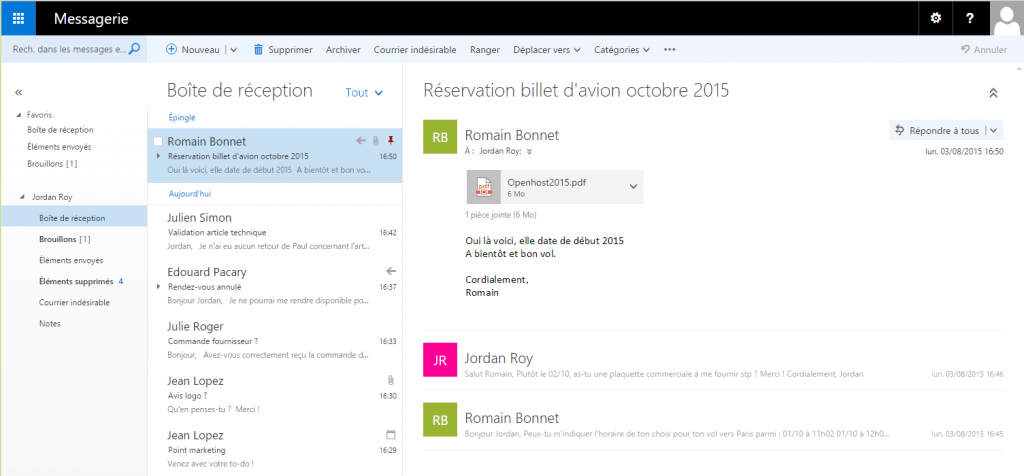 Outlook on the web nouvelle version de Outlook Web App pour Exchange