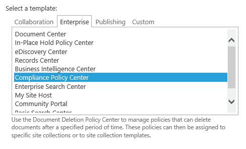 sharepoint 2016 centre de conformité