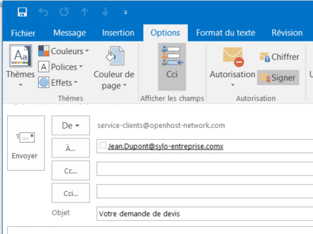 signature numerique mail Outlook 2016