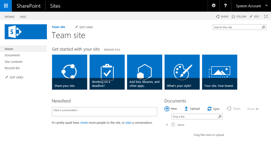 sharepoint sites equipe