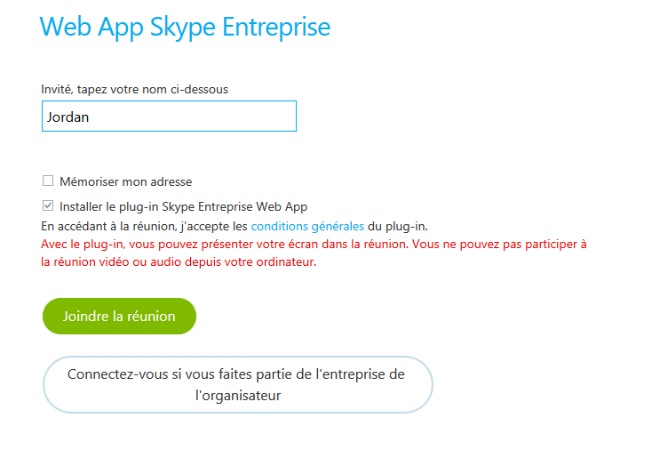 skype entreprise web applications
