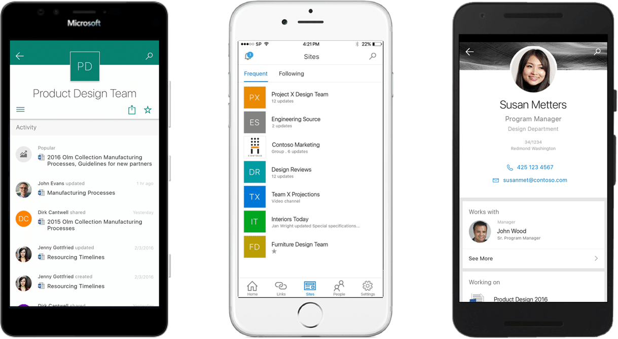 Nouveauté SharePoint 2016 les applications mobiles disponibles aussi avec Office 365