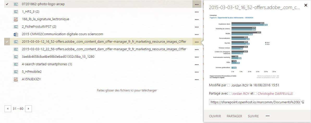 Exemple de Sharepoint 2016 image à prévisualiser