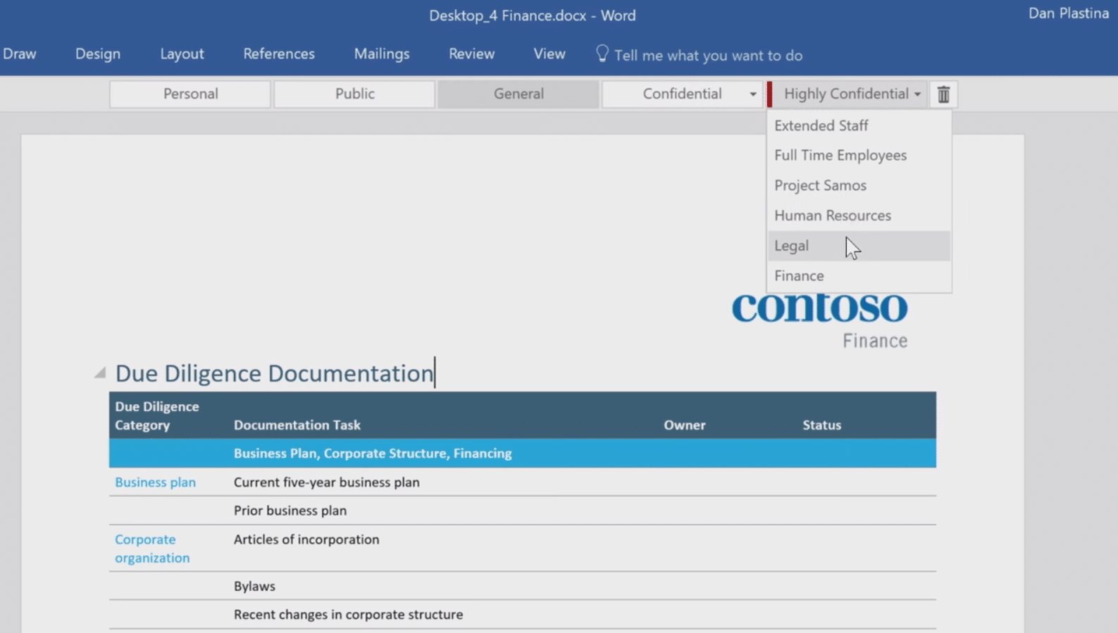 Sous label de sécurité Azure Information Protection