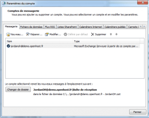 Paramétrage compte messagerie Exchange pour mode hors connexion et archive Outlook 2016