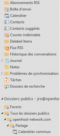 Partage informations entreprise avec dossier public Outlook 