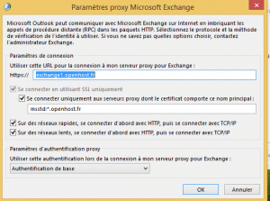 configuration proxy exchange outlook 2010 