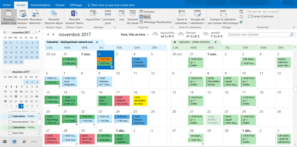 Collaboration messagerie d'entreprise calendrier contact tâches et réunions