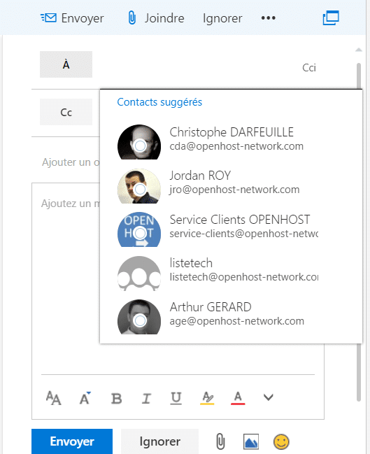 mentionner un collaborateur messagerie exchange outlook online
