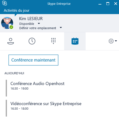 Conférences audio Skype Entreprise Online Office 365 Entreprise