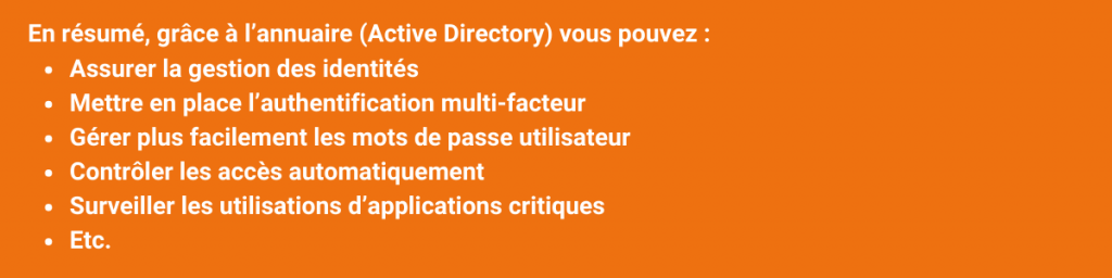 fonctionnalités annuaire active directory ad
