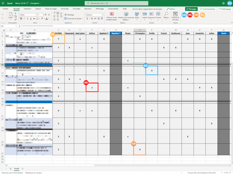Fichier Excel édité simultanément par 4 personnes