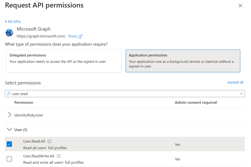 azure ad permissions application